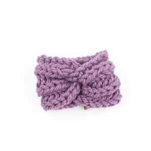 Handmade Hand Knit Acrylic Chunky English Rib Knit Grape Purple Baby Ear Warmer